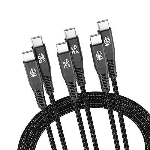 JAMEGA - USB Typ C Kabel Schwarz 2m 3er Set | Lade & Datenkabel Fast Charge Sync USB C Stecker Kompatibel Mit iPhone 15 Pro Max iPad Pro Air Samsung Macbook Tablets Huawei uvm. von JAMEGA