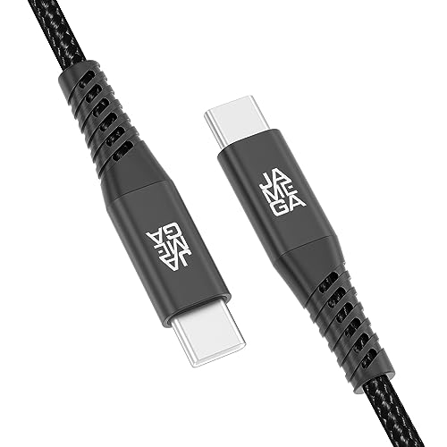 JAMEGA - USB Typ C Kabel Schwarz 2m | USB C Ladekabel und Datenkabel Fast Charge Snyc USB C Stecker auf USB C Stecker kompatibel mit iPhone 15 Pro Max iPad Pro Air Samsung Macbook Tablets Huawei uvm. von JAMEGA