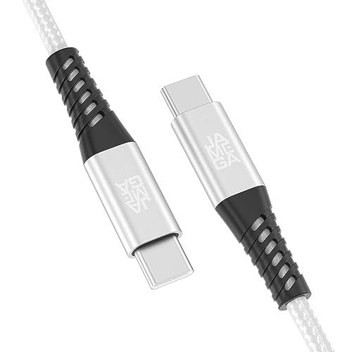 JAMEGA - USB Typ C Kabel Weiß 0,5m | USB C Ladekabel und Datenkabel Fast Charge Snyc USB C Stecker auf USB C Stecker kompatibel mit iPhone 15 Pro Max iPad Pro Air Samsung Macbook Tablets Huawei uvm. von JAMEGA