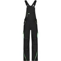 James&nicholson - Funktionelle Latzhose JN848 Gr. 48 black/lime-green von JAMES & NICHOLSON