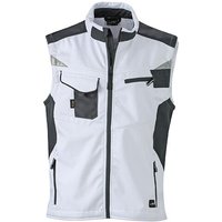James&nicholson - jn Workwear Softshell Vest JN845 100%PES, white/carbon, Größe 2XL von JAMES & NICHOLSON