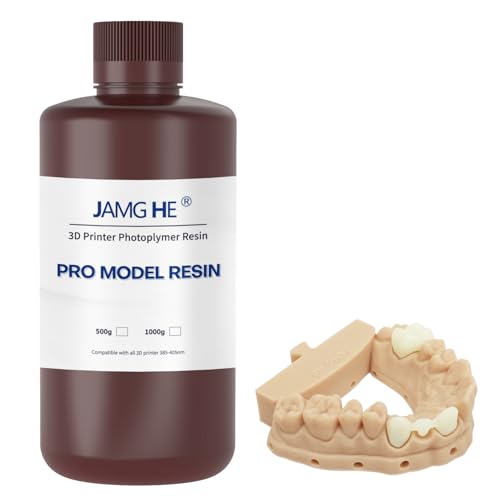 JAMG HE 3D Printer Resin Dental Pro Model Resin Dental Prosthetic Model Resin for Crown and Bridge Model, Orthodontic Model, Implant Model etc (Water Washable, Almond) von JAMG HE