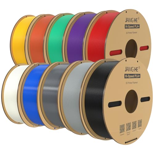 JAMG HE High Speed PLA+ Filament, 1.75mm 10kg Hi-Speed PLA+ 3D Printer Filament ± 0.01 Dimensional Accuracy 3D Printing Filament Cardboard Spool Fits for Most FDM 3D Printers (10kg, Multicolour) von JAMG HE