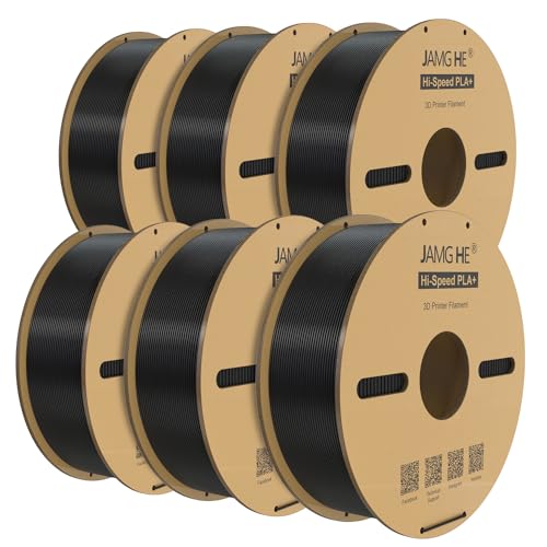JAMG HE High Speed PLA+ Filament, 1.75mm 6kg Hi-Speed PLA+ 3D Printer Filament ± 0.01 Dimensional Accuracy 3D Printing Filament Cardboard Spool Fits for Most FDM 3D Printers (6KG, Black) von JAMG HE