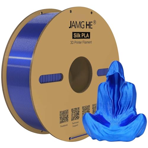 JAMG HE Silk PLA Filament, 1KG Silk PLA Filament for 3D Printer 1.75mm Dimensional +/- 0.02 Accuracy Silk Printing Spool for Fine Detail Artistic Printing (Blue, 1KG) von JAMG HE