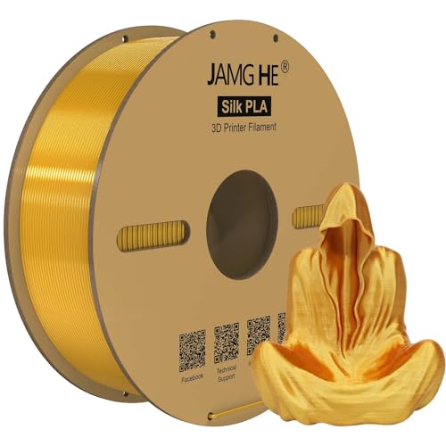 JAMG HE Silk PLA Filament, 1KG Silk PLA Filament for 3D Printer 1.75mm Dimensional +/- 0.02 Accuracy Silk Printing Spool for Fine Detail Artistic Printing (Golden, 1KG) von JAMG HE