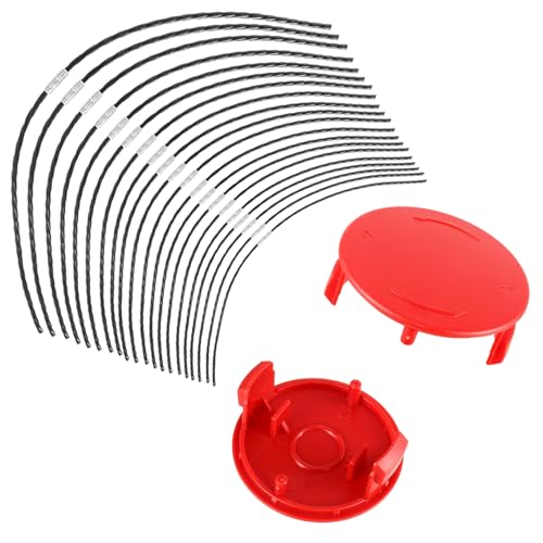 JAMHER 20 Stück F016800431 Trimmerfaden, Ersatz Trimmerfaden für AFS 23-37 Freischneider, mit 2 Stück F016F04841 Spulenabdeckung, 37 cm × 3,5 mm(20 Linie + 2 Abdeckung) von JAMHER