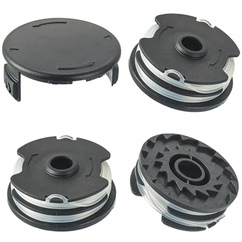 JAMHER 3 Stücke Ersatz Spule mit 1 Kappefür LIDL Parkside Elektro und Akku Rasentrimmer PRT 550 A1, A3; PRTA 20-Li A1, B2, C3, Trimmerspulen Ersatz Spulen 2 x 4m 1,6mm(3 Spulen+1 Kappe) von JAMHER