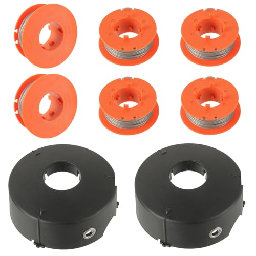 JAMHER F016800175 Trimmerspule 1,6mm x 8M Für Bosch ART 23 26 30 Combitrim Easytrim Rasentrimmer mit F016L71088 Kappe (6 Spulen, 2 Kappe) von JAMHER