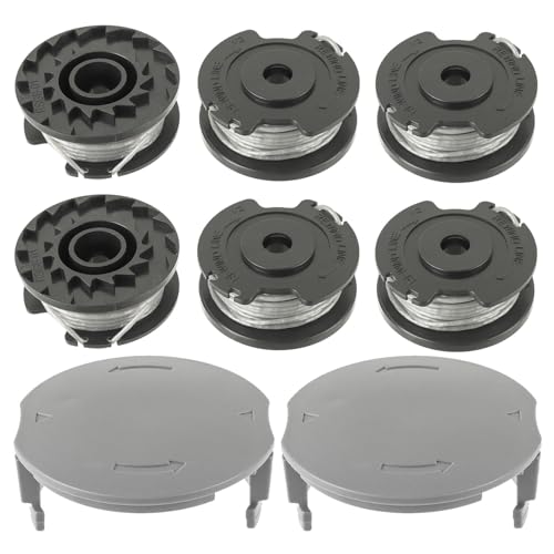 JAMHER Fadenspule F016800569/F016800385 Für Bosch Akku Rasentrimmer EasyGrassCut 23/26/18/18-230/18-260/18-26 Länge 4 m Ø 1,6 mm Rasentrimmerspule und Spulenabdeckung F016F05320 (6 Spulen, 2 Kappe) von JAMHER