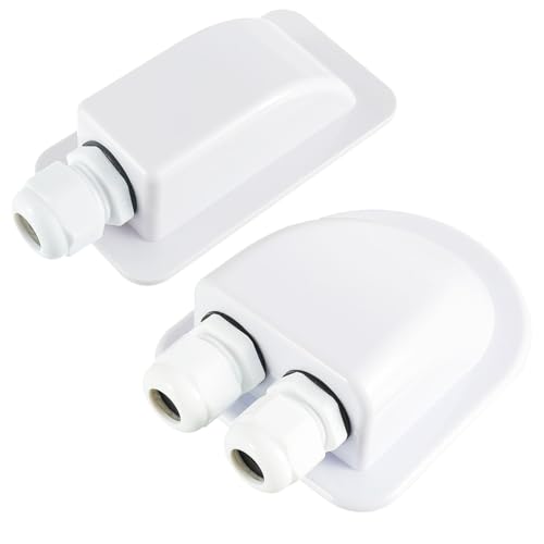 JAMHER IP68 Wasserdichte ABS Solar-Kabeleinführungsverschraubung, Einzel/Doppel Solarmodul Kabeldurchführung Dachdurchführung für Wohnmobilen, Wohnwagen, Schiffen(2 Stück) von JAMHER