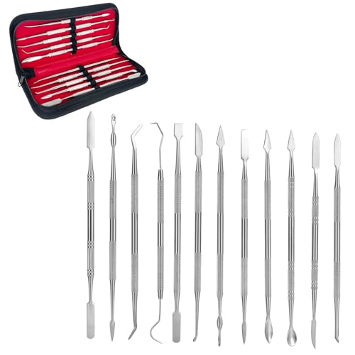 JAMHEXOU 12-stückiges Edelstahl-Wachs-Ton-Schnitzer-Set, Doppelseitige Werkzeuge für Modellierung, Detailarbeit und Keramik-Schnitzerei mit Praktischer Aufbewahrungstasche JAMHEXOU 12-stückiges Edelstahl-Wachs-Ton-Schnitzer-Set, Doppelseitige Werkzeuge für Modellierung, Detailarbeit und Keramik-Schnitzerei mit Praktischer Aufbewahrungstasche von JAMHEXOU
