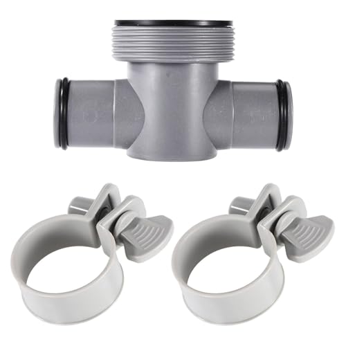 Praktisches T-Gelenk Poolschlauchverbinder 3,8 cm bis 3,2 cm mit O-Ringen und Klemmen für Filterpumpen Zubehör Schwimmbadschlauchverschraubung von JAMNGHB