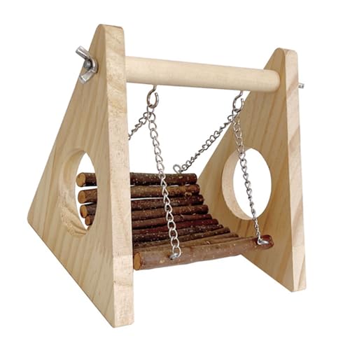 Vogelhängematten-Schaukel aus natürlichem Holz mit Eisenkette für Papageien, Nymphensittiche und kleine Haustiere, Holzschaukel für Papageien Vogelhängematten-Schaukel aus natürlichem Holz mit Eisenkette für Papageien, Nymphensittiche und kleine Haustiere, Holzschaukel für Papageien von JAMNGHB