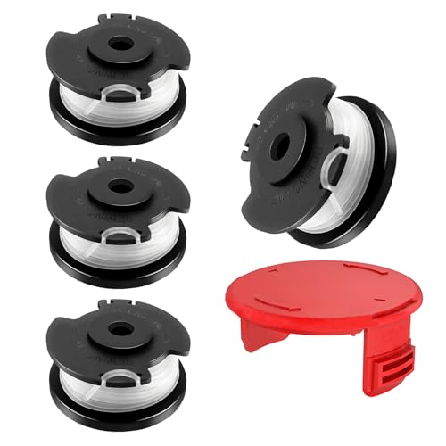 JAMSSOW Ersatzfadenspule GE-CT 18/28 Li, Ø 1,6mm, 4,9m Länge, passend für Einhell Akku-Rasentrimmer GE-CT 18/28 Li, GE-CT 18/28 Li TC und GE-CT 18/260 Li, mit ErsatzdeckelTLE-03-1(4 Spule+1 Kappe) von JAMSSOW