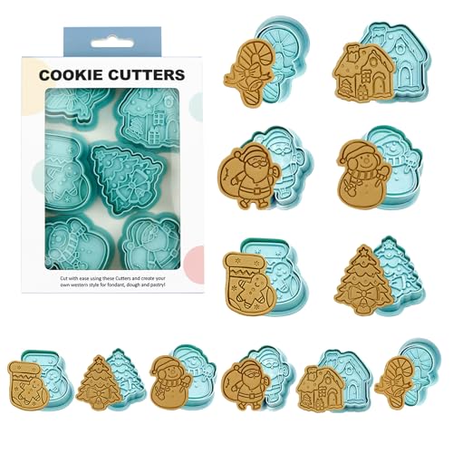 JAMSSOW 6 Stück Ausstechförmchen Weihnachten,3D Weihnachten Ausstecher Set,Plätzchen Ausstecher Weihnachten,Kunststoff Ausstechform Weihnachten,Keksausstecher für Tortendeko Kekse Backen von JAMSSOW