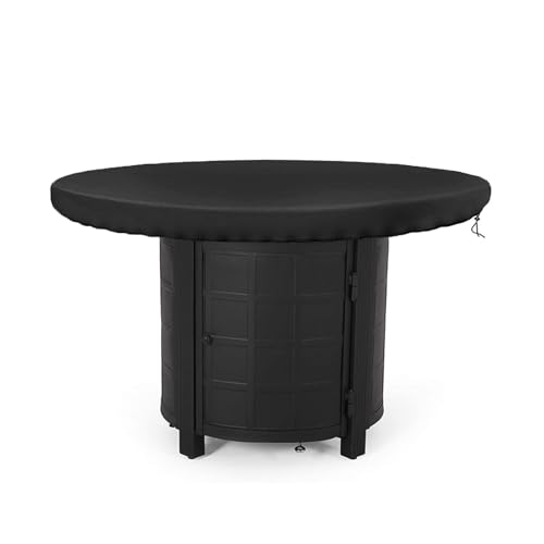 JAMSSOW Feuerplatte Abdeckung, 420D Wasserdicht Anti-UV Grillplatte Schutzhülle,Rund Wasserbeständigkeit Abdeckungfür Feuerplatte und Grillplatte, Feuerplatte Zubehör (Schwarz, ø 100cm) von JAMSSOW