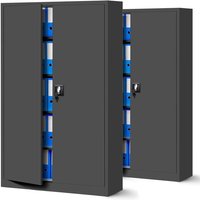 2er Set Aktenschrank xxl C001II Büroschrank Metallschrank Flügeltüren Stahlblech Pulverbeschichtung 185 cm x 115 cm x 40 cm (anthrazit/anthrazit) von JAN NOWAK
