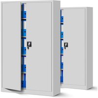 2er Set Aktenschrank xxl C001II Büroschrank Metallschrank Flügeltüren Stahlblech Pulverbeschichtung 185 cm x 115 cm x 40 cm (grau/grau) von JAN NOWAK
