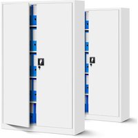 2er Set Aktenschrank xxl C001II Büroschrank Metallschrank Flügeltüren Stahlblech Pulverbeschichtung 185 cm x 115 cm x 40 cm (weiß/weiß) von JAN NOWAK