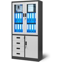 Aktenschrank C042 Büroschrank Metallschrank Flügeltüren Schubladen Pulverbeschichtung Stahlblech 185 cm x 90 cm x 40 cm (h x b x t) (anthrazit/weiß) von JAN NOWAK