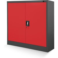 C001B kleiner Aktenschrank abschließbar Büroschrank Metallschrank Wertfachschrank 92,5 cm x 90 cm x 40 cm Anthrazit - Rot - Jan Nowak von JAN NOWAK