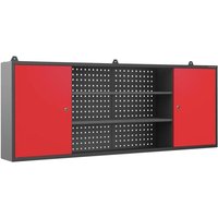 Hängeschrank Werkzeugschrank Werkstattschrank Metallschrank Lochwand 2 Fächer 160 cm x 60 cm x 20 cm (Anthrazit-Rot) - Jan Nowak von JAN NOWAK