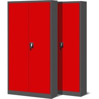 2er Set Aktenschrank C001H Büroschrank Metallschrank Stahlschrank Werkzeugschrank Stahlblech Pulverbeschichtet Flügeltürschrank Abschließbar 195 cm x von JAN NOWAK