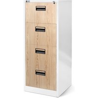 Aktenschrank Büroschrank Stahlschrank weiß-holz 132x46x62 - weiß-holz von JAN NOWAK