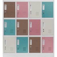 Schließfachschrank 4B3A Werfachschrank Fächerschrank Umkleideschrank mit 12 Fächern Metall Pulverbeschichtung 120 cm x 110 cm x 45 cm (h x b x t) von JAN NOWAK