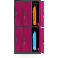 Spint 3B2A Schließfachschrank Fächerschrank Wertfachschrank Umkleideschrank 6 Fächer Stahlblech Pulverbeschichtet 185cm x 90cm x 45cm pink - Jan Nowak von JAN NOWAK