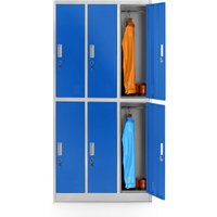 Spint 3B2A Schließfachschrank Fächerschrank Wertfachschrank Umkleideschrank 6 Fächer Stahlblech Pulverbeschichtet 185cm x 90cm x 45cm grau-blau - Jan von JAN NOWAK