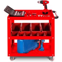 Werkzeugwagen Werkstattwagen Rollwagen Lagerwagen Etagenwagen Handgriff Pulverbeschichtung flexibel offen 78 cm x 70 cm x 40 cm (h x b x t) (Rot) von JAN NOWAK