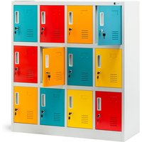 Jan Nowak - Schließfachschrank 4B3A Werfachschrank Fächerschrank Umkleideschrank mit 12 Fächern Metall Pulverbeschichtung 120 cm x 109 cm x 45 cm (h von JAN NOWAK
