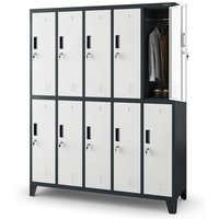 Spint Schließfachschrank 5B2A Metallspind Umkleideschrank 10 Fächer Stahlblech Pulverbeschichtet 172 cm x 136 cm x 45 cm - anthrazit/weiß - Jan Nowak Spint Schließfachschrank 5B2A Metallspind Umkleideschrank 10 Fächer Stahlblech Pulverbeschichtet 172 cm x 136 cm x 45 cm - anthrazit/weiß - Jan Nowak von JAN NOWAK
