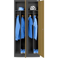 Stahlspind Garderobenschrank Spind Kleiderspind Doppelspind 2 Abteile Flügeltüren Trennwand Pulverbeschichtung 180 cm x 80 cm x 50 cm (H x b x t) von JAN NOWAK