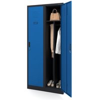 Stahlspind Garderobenschrank Spind Kleiderspind Doppelspind 2 Abteile Flügeltüren Trennwand Pulverbeschichtung 180 cm x 80 cm x 50 cm (h x b x t) von JAN NOWAK