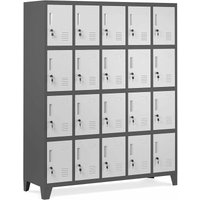 Umkleideschrank 5B4A Fächerschrank Schließfachschrank mit 20 Fächern Wertfachschrank Metall Pulverbeschichtung 172 cm x 136 cm x 45 cm (h x b x t) von JAN NOWAK
