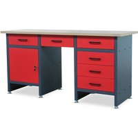 Werkbank mit Arbeitsplatte Werktisch mit 6 Schubladen Schließfach Verstellbare Füße MDF-Arbeitsplatte Belastbar bis 500 kg Metall 170 cm x 60 cm x 85 Werkbank mit Arbeitsplatte Werktisch mit 6 Schubladen Schließfach Verstellbare Füße MDF-Arbeitsplatte Belastbar bis 500 kg Metall 170 cm x 60 cm x 85 von JAN NOWAK