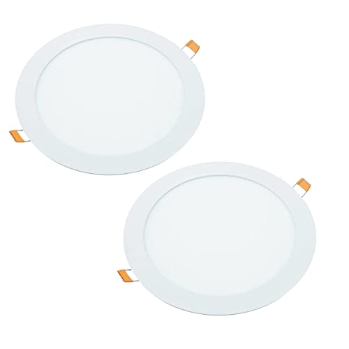 JANDEI - Pack 2 x LED-Einbau-Downlights, 18W, 1440 Lumen, Runde Form, Einbauloch Ø 200- Ø 205 mm, Extraflach 13 mm Tiefe, Lichtfarbe Neutralweiß 4200K, Inklusive Transformator von JANDEI