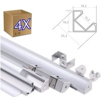 Jandei - 4 1 Meter Aluminiumprofil led -Streifen -Ecke mit durchscheinender Kappe 19.3x19.3mmm von JANDEI