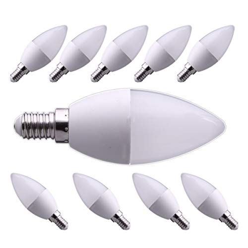 JANDEI - 10 x LED Kerzenlampe 7W E14 6000K Typ C37, Kaltweiß. Perfekt für Wohnzimmer, Büros, Badezimmer, Schlafzimmer. Energieeinsparung. von JANDEI