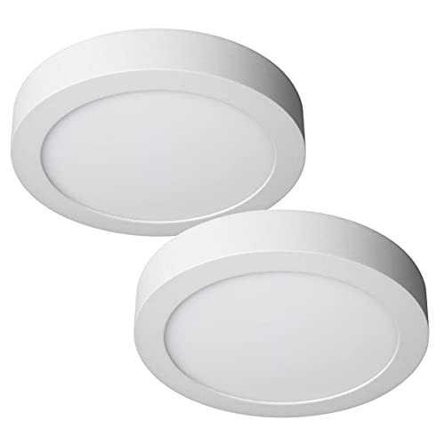 JANDEI - 2er-Pack LED-Downlights 18W Rundes weißes Anbaulicht (entspricht 140W), Aluminium, Mattweißer Ring (Naturweiß 4200K) von JANDEI