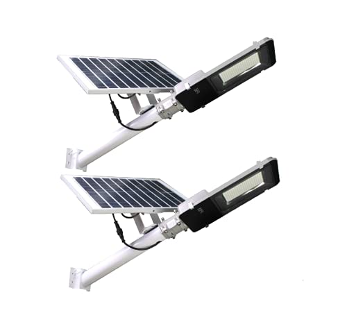 JANDEI - 2er-Pack Solarleuchten 200 W für den Außenbereich, 2500 Lumen, IP65, schwenkbares Solarpanel und Fernbedienung, 200 LEDs, 6000 K, kaltweiß, Solarleuchten für Garten, Terrasse, Wand. von JANDEI