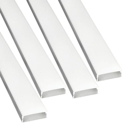 JANDEI – 4 x 1 meter Lange Aluminiumprofile für die Oberflächeninstallation von LED-Lichtbändern mit Durchscheinendem Diffusor. Inklusive Endkappen und Zubehör (29,4mm x 9,9mm) von JANDEI