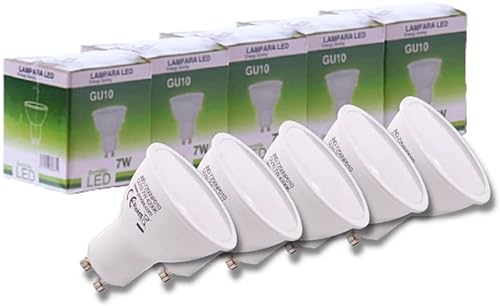 JANDEI - 5er-Pack LED Glühbirnen Lampe GU10 7W (entspricht 50W), Warmweiß 3000K, 650 Lumen, Energiesparlampen, nicht dimmbar, für Haus, Büro, Geschäft von JANDEI