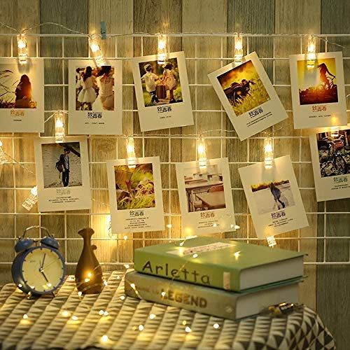 JANDEI - Clip LED Lichterketten, 3M 20 LED Hängende Fotos Lichter 20 Clips für Fotoclips ideal für Zuhause, Wand, Weihnachten, Party, Hochzeit, Schlafzimmer Dekorationen von JANDEI