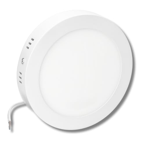 JANDEI – 12 W LED-Oberflächen-Downlight, rund, mattweißer Aluminiumring, für Zuhause, Büro, Geschäft, Haus. Energieeinsparung. (Kaltweiß 6000 K) von JANDEI