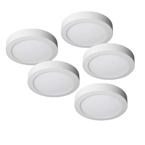 JANDEI - Packung mit 5 Stück, LED Downlight, Deckenleuchten, 18W Rund Anbauleuchte (entspricht 140W), Aluminium Mattweiß Ring (Neutralweiß 4200K, 5 Einheiten) von JANDEI