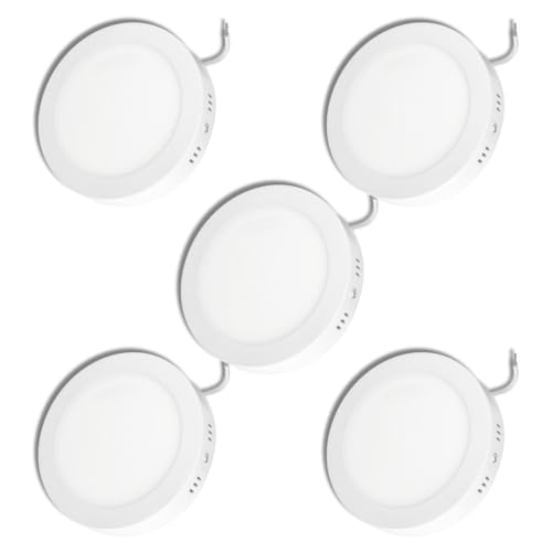 JANDEI - Packung mit 5 Stück, LED Downlight, Deckenleuchten, 18W Rund Anbauleuchte (entspricht 140W), Aluminium Mattweiß Ring (Neutralweiß 4200K, 5 Einheiten) von JANDEI
